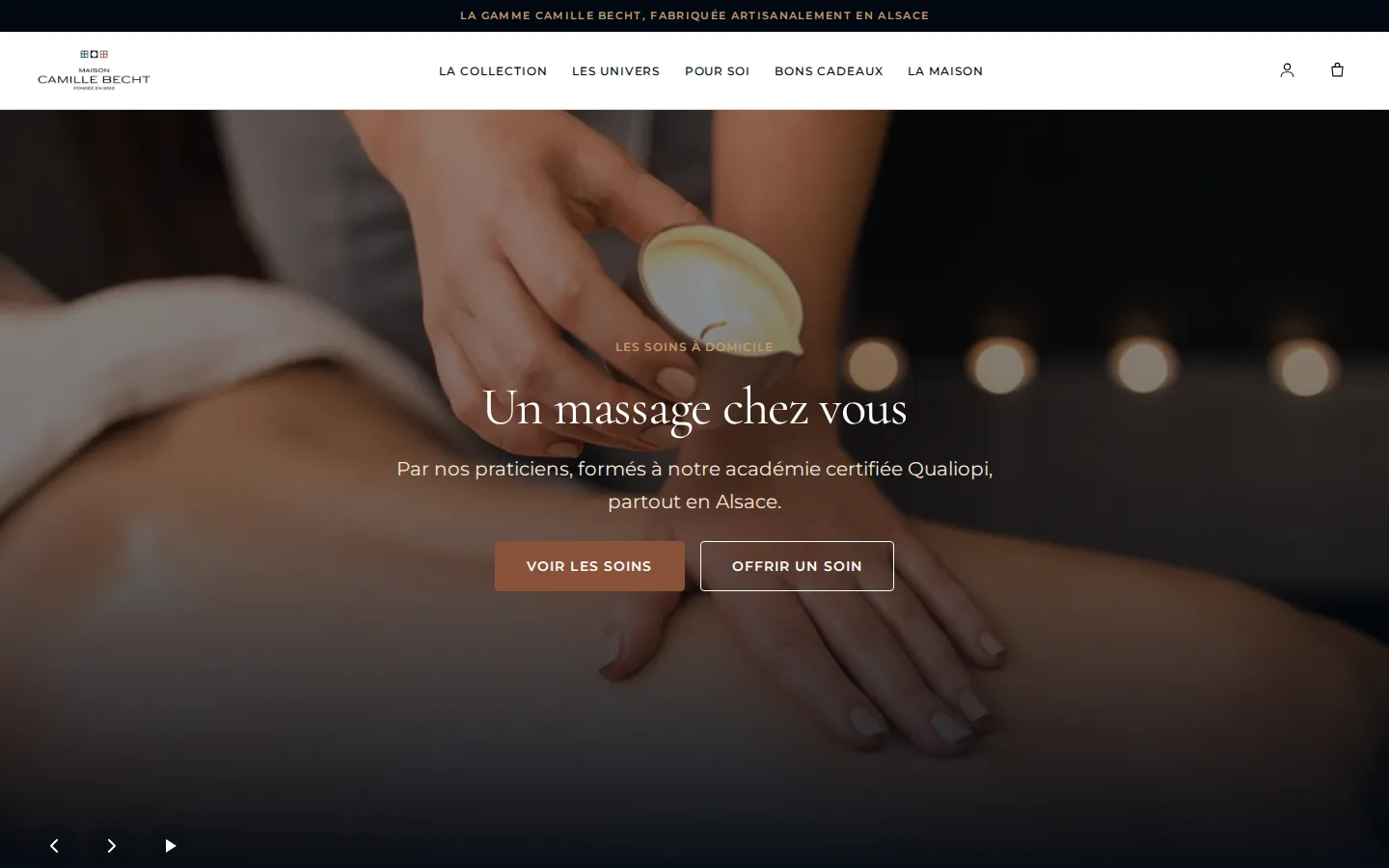 Page d'accueil de la nouvelle boutique Camille Becht sur grand écran, en préproduction