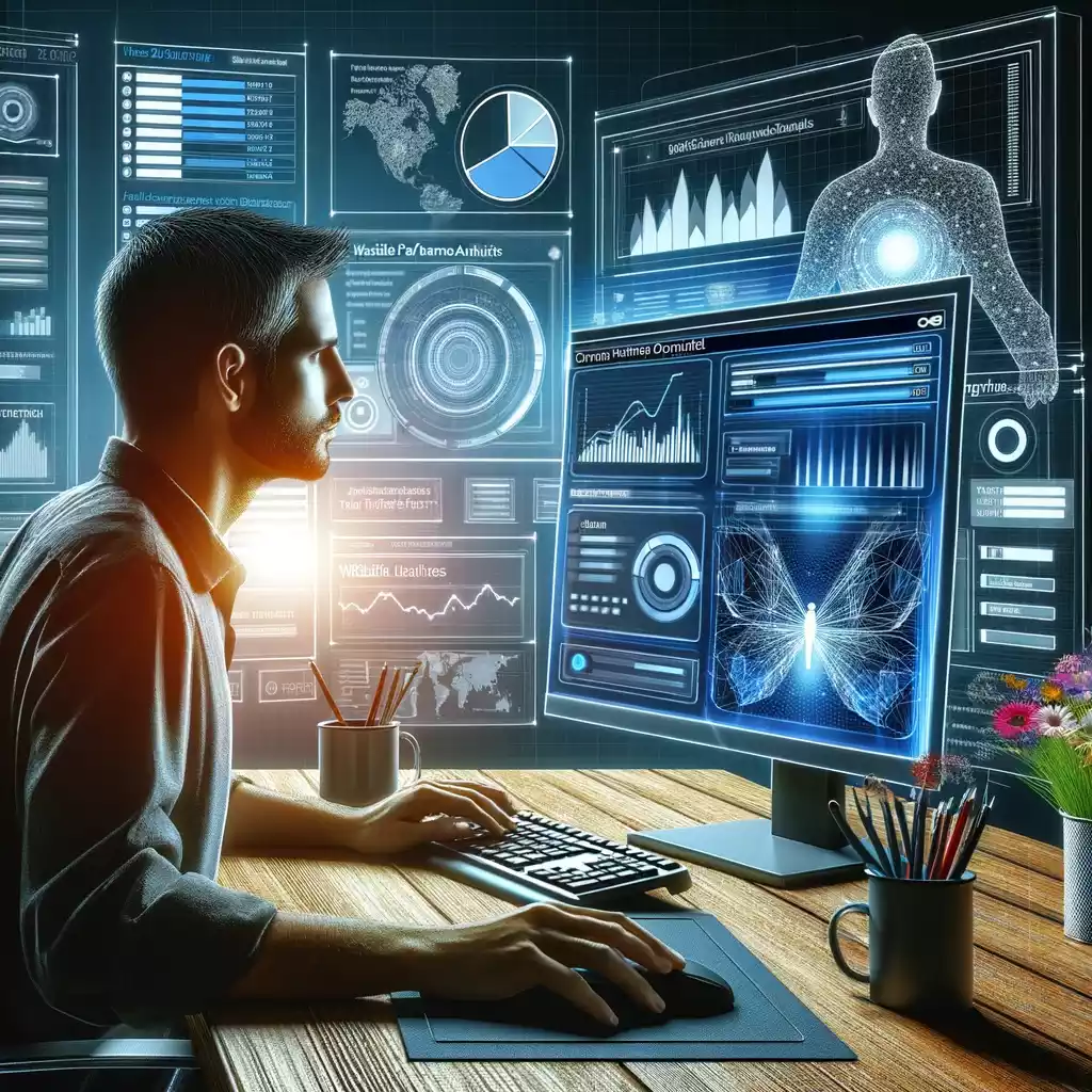 Illustration réalisant une audit d'un site internet