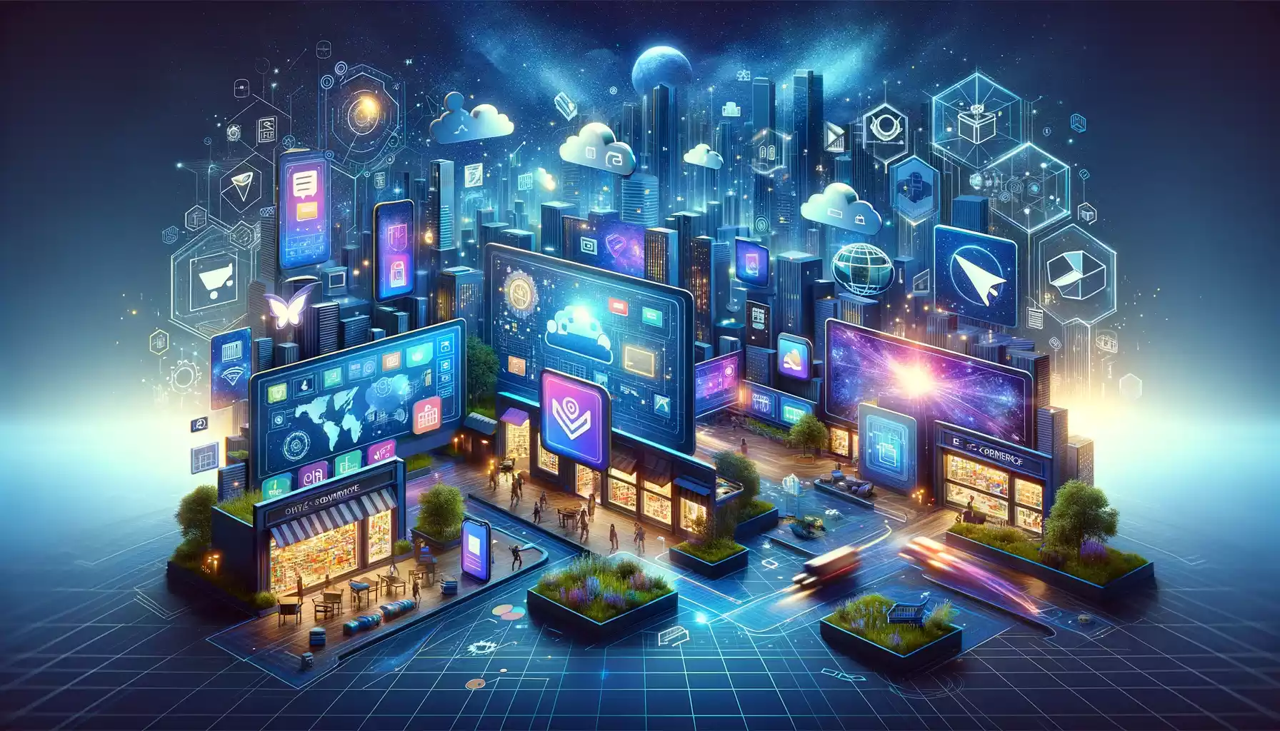 Illustration représentant le concept d'e-commerce